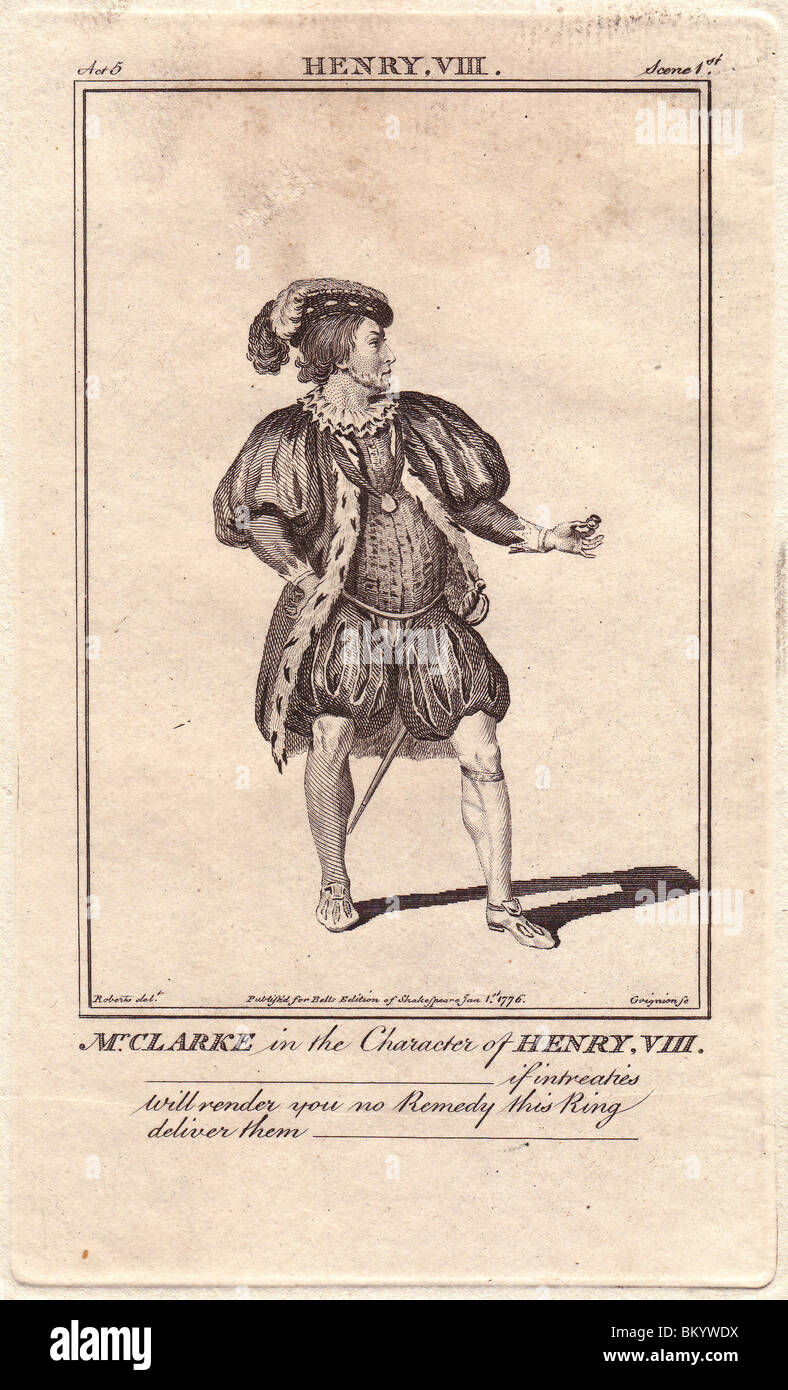 Matthew clarke come Henry VIII nel giocare con lo stesso nome. Foto Stock