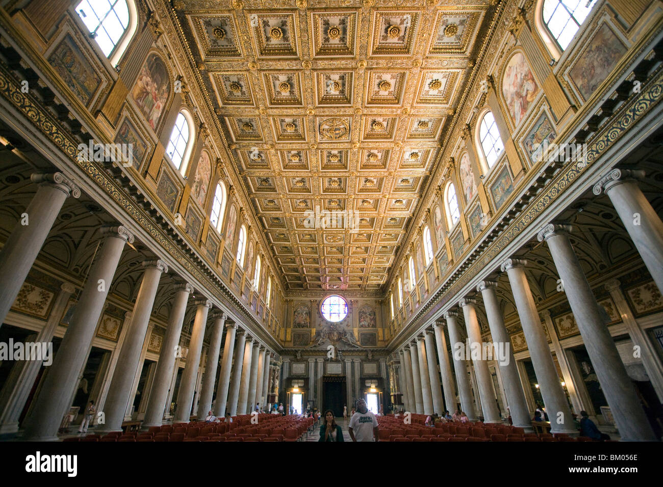 Navata centrale della basilica di Santa Maria Maggiore, Roma Foto Stock