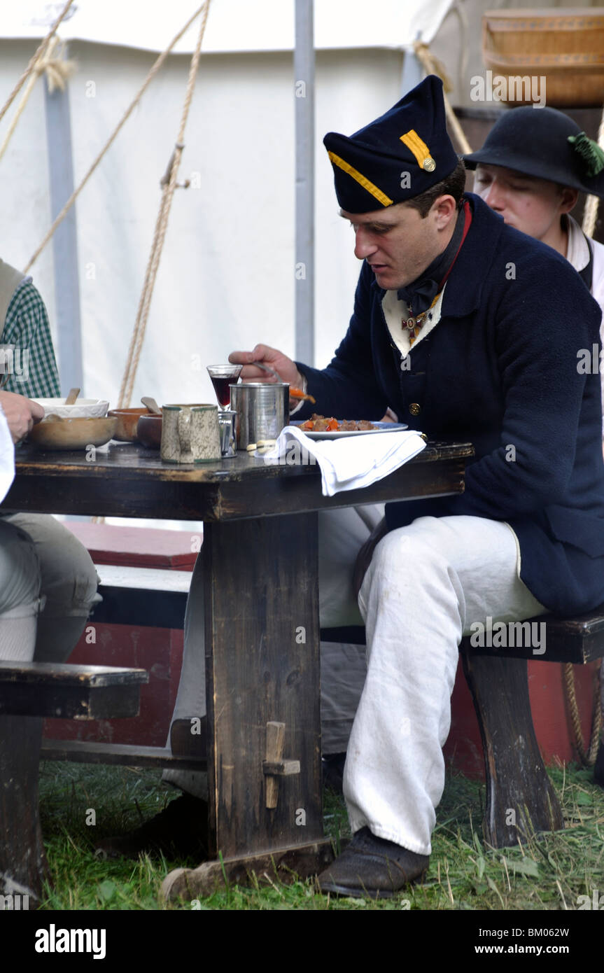 La guerra rivoluzionaria americana era (1770's) rievocazione, Sturbridge, Massachusetts, STATI UNITI D'AMERICA Foto Stock
