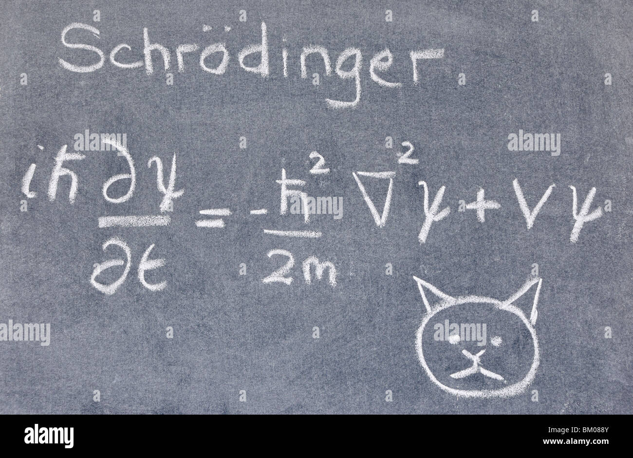Equazione di Schrodinger scritto su una lavagna Foto Stock