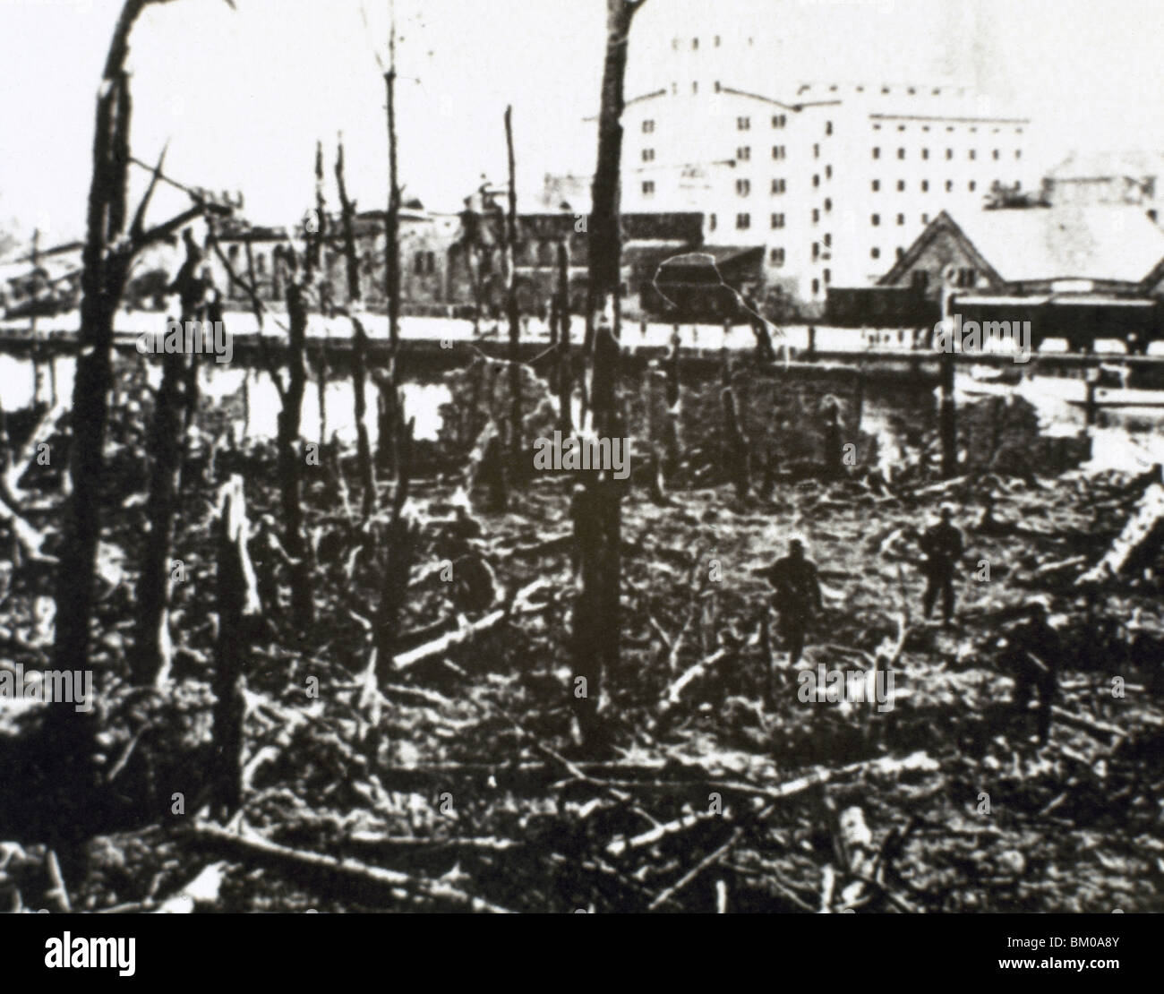 La II guerra mondiale (1939-1945). Invasione della Polonia da parte di truppe tedesche. Westerplatz di Varsavia dopo i bombardamenti dell'esercito tedesco . Foto Stock