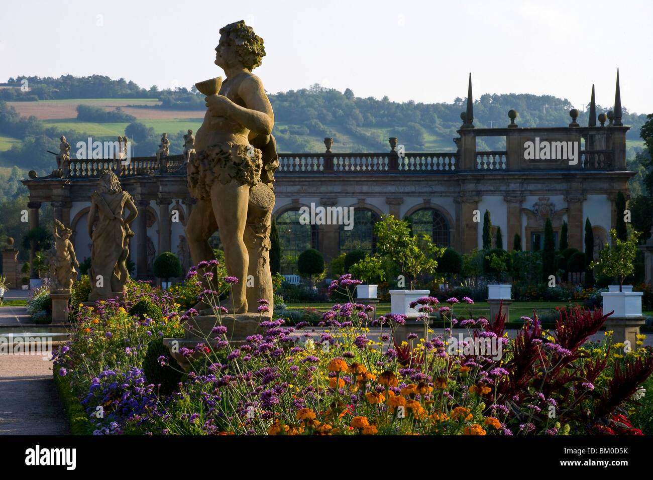 Orangerie del Palazzo Weikersheim giardino, Baden-Wuerttemberg, Germania, Europa Foto Stock