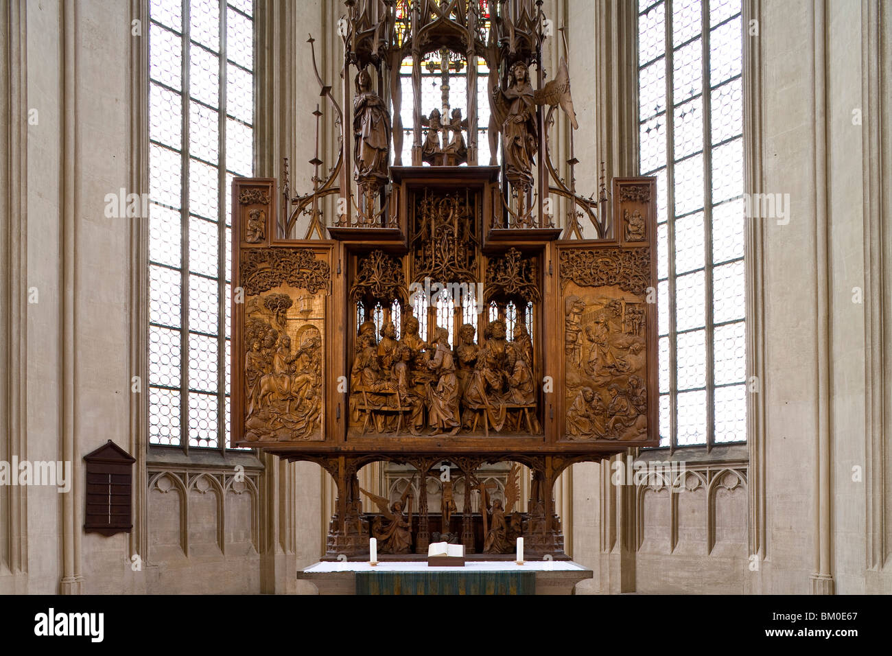 Sangue sacro altare da scultori Tilman Riemenschneider in St. Jakob la chiesa a Rothenburg ob der Tauber, Baviera, Tedesco Foto Stock