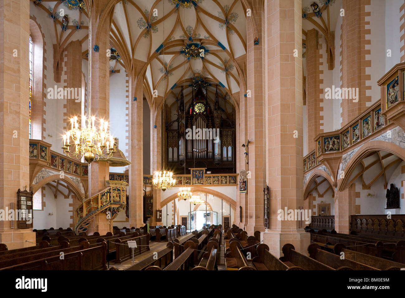 Vista interna del San Annenkirche, Annaberg-Buchholz, in Sassonia, Germania, Europa Foto Stock