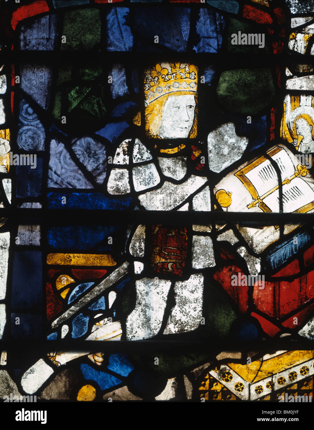 Il re Enrico VII Great Malvern Priory Worcestershire del XVI secolo il vetro macchiato Foto Stock