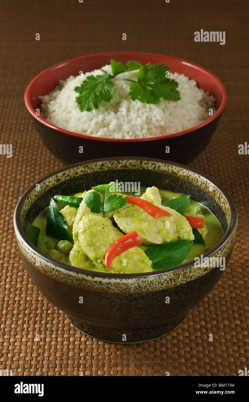 Verde tailandese pollo al curry cibo Thailandia Foto Stock