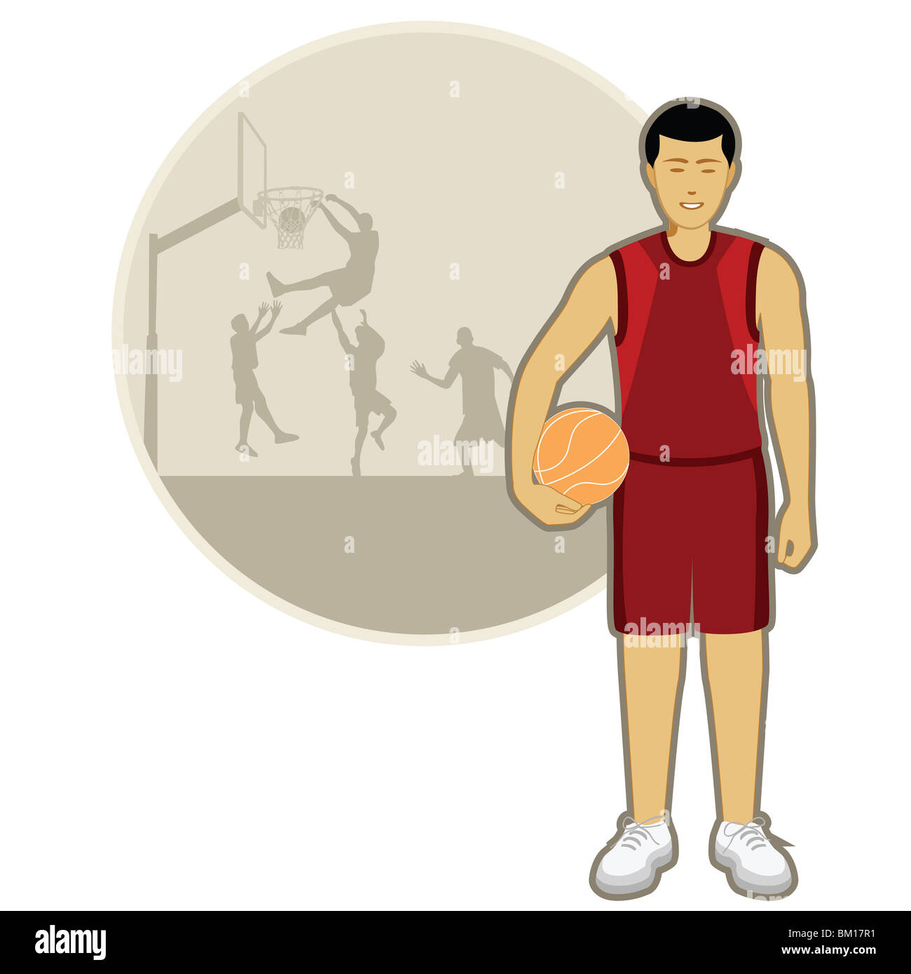 Giocatore di basket in possesso di un basket Foto Stock