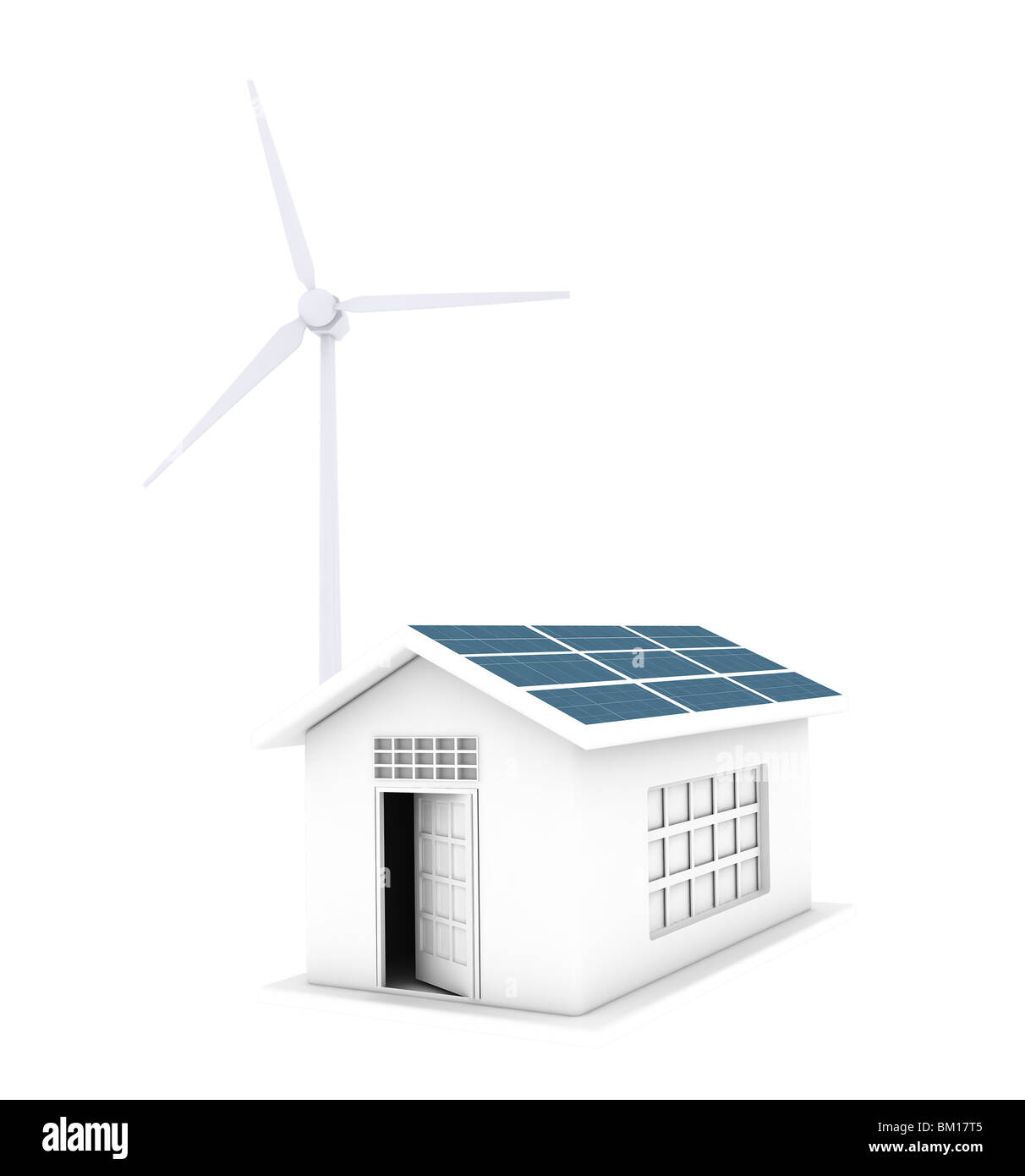 Eco Friendly house con pannello solare e la turbina eolica Foto Stock