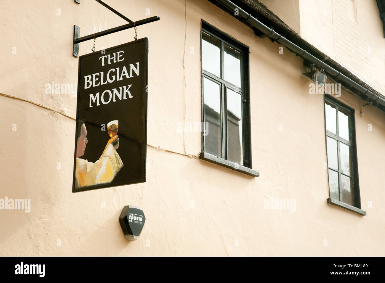 Segno per 'Il monaco belga' pub, Norwich, Norfolk, Regno Unito Foto Stock