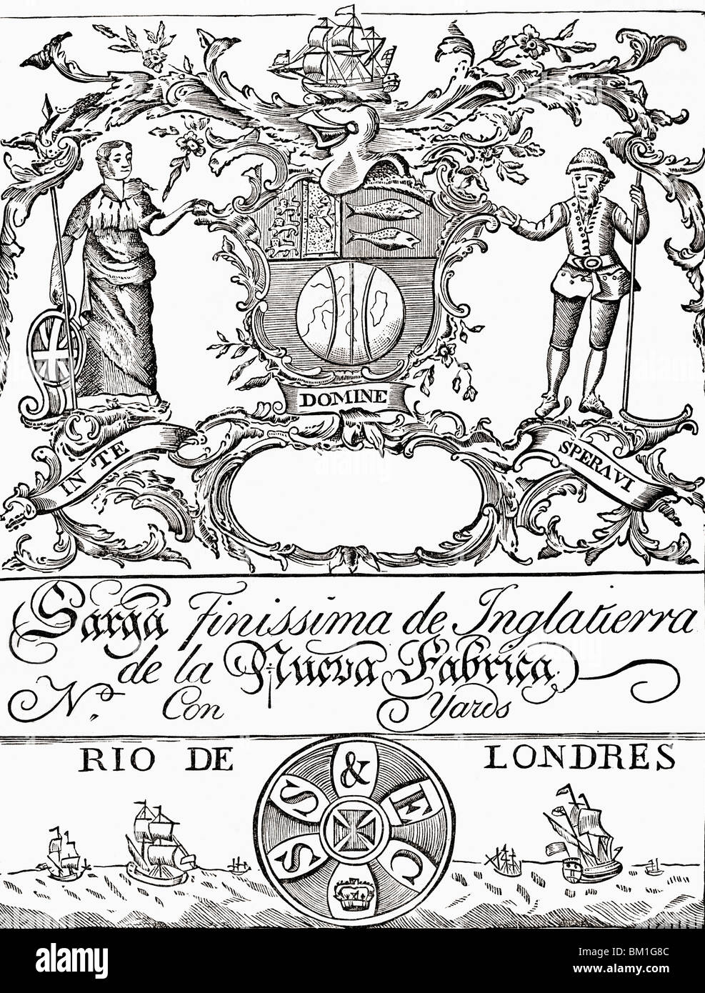 Trade Label della South Sea Company. Foto Stock