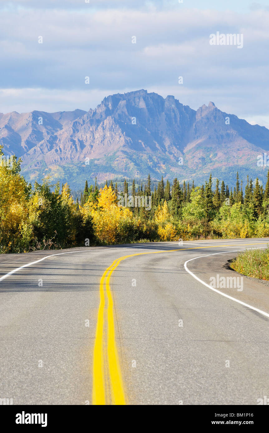 Parks Highway e Alaska Range, Alaska, Stati Uniti d'America, America del Nord Foto Stock