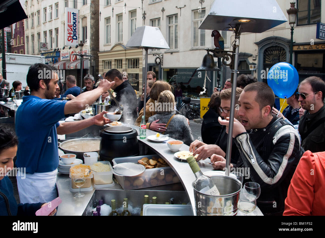 Sint Katelijne Noordzee mer du Nord a Place St. Catherine Fish Bar Bruxelles Belgio Foto Stock