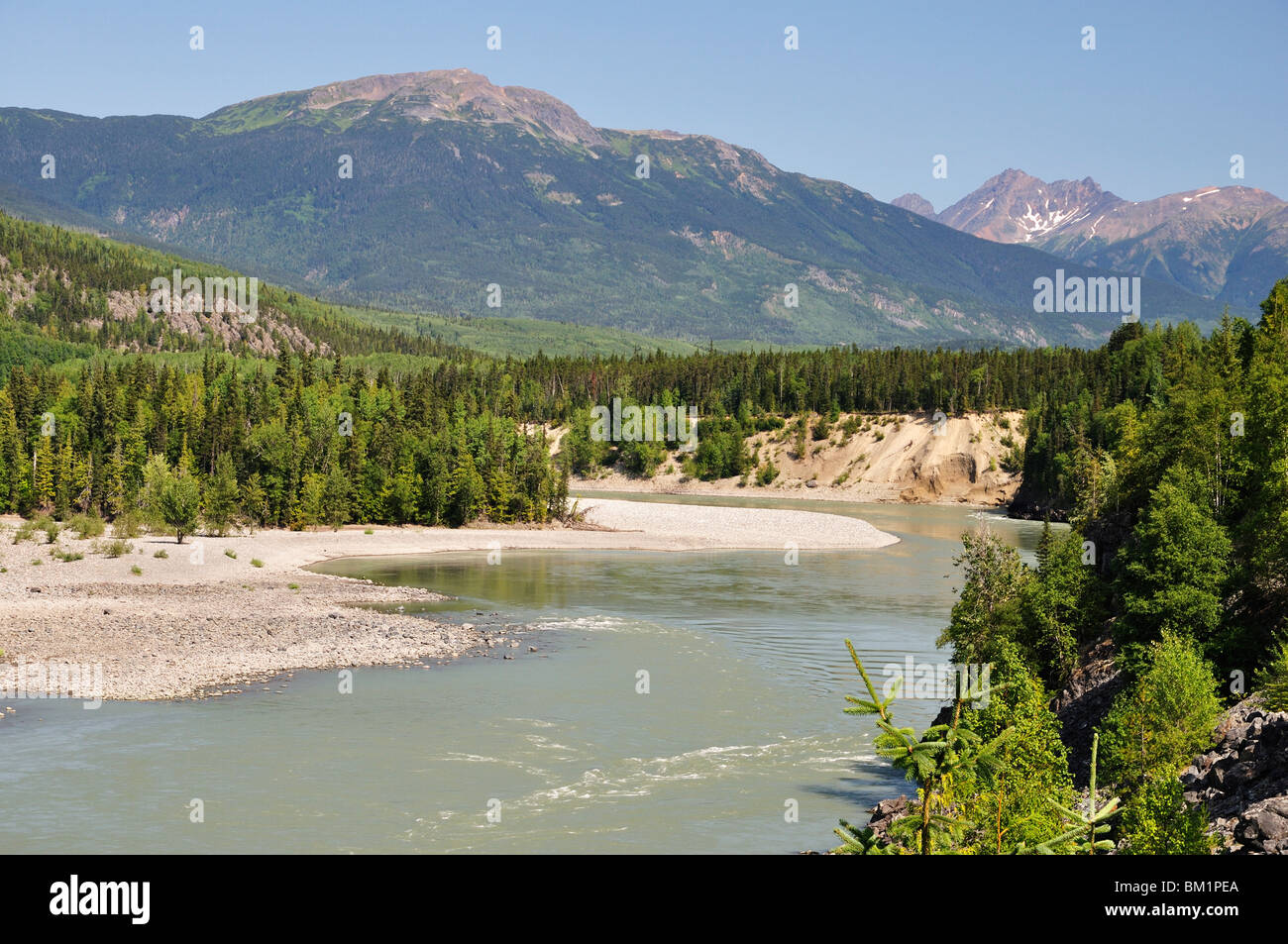 Fiume Skeena e gamme Kitimat, British Columbia, Canada, America del Nord Foto Stock