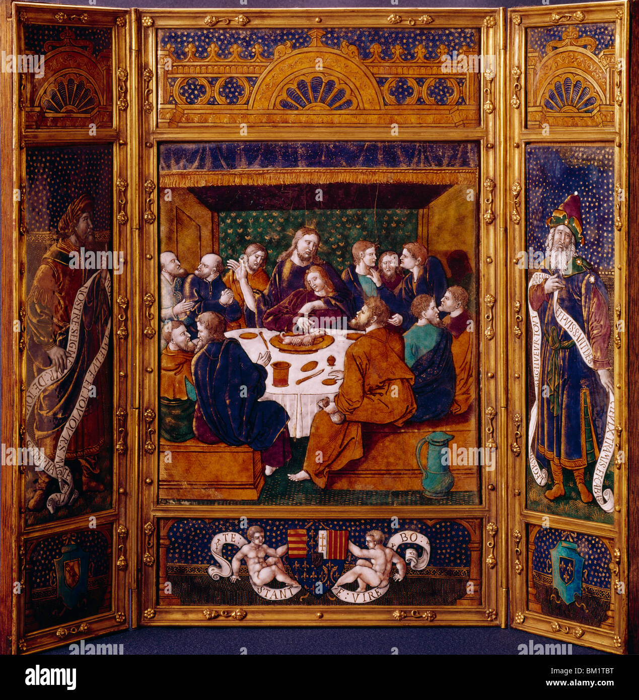 Trittico dell'Ultima Cena da Jean Penicaud io, smalto, XVI secolo, Francia, Nimes, Musee des Artes Decoratifs Foto Stock
