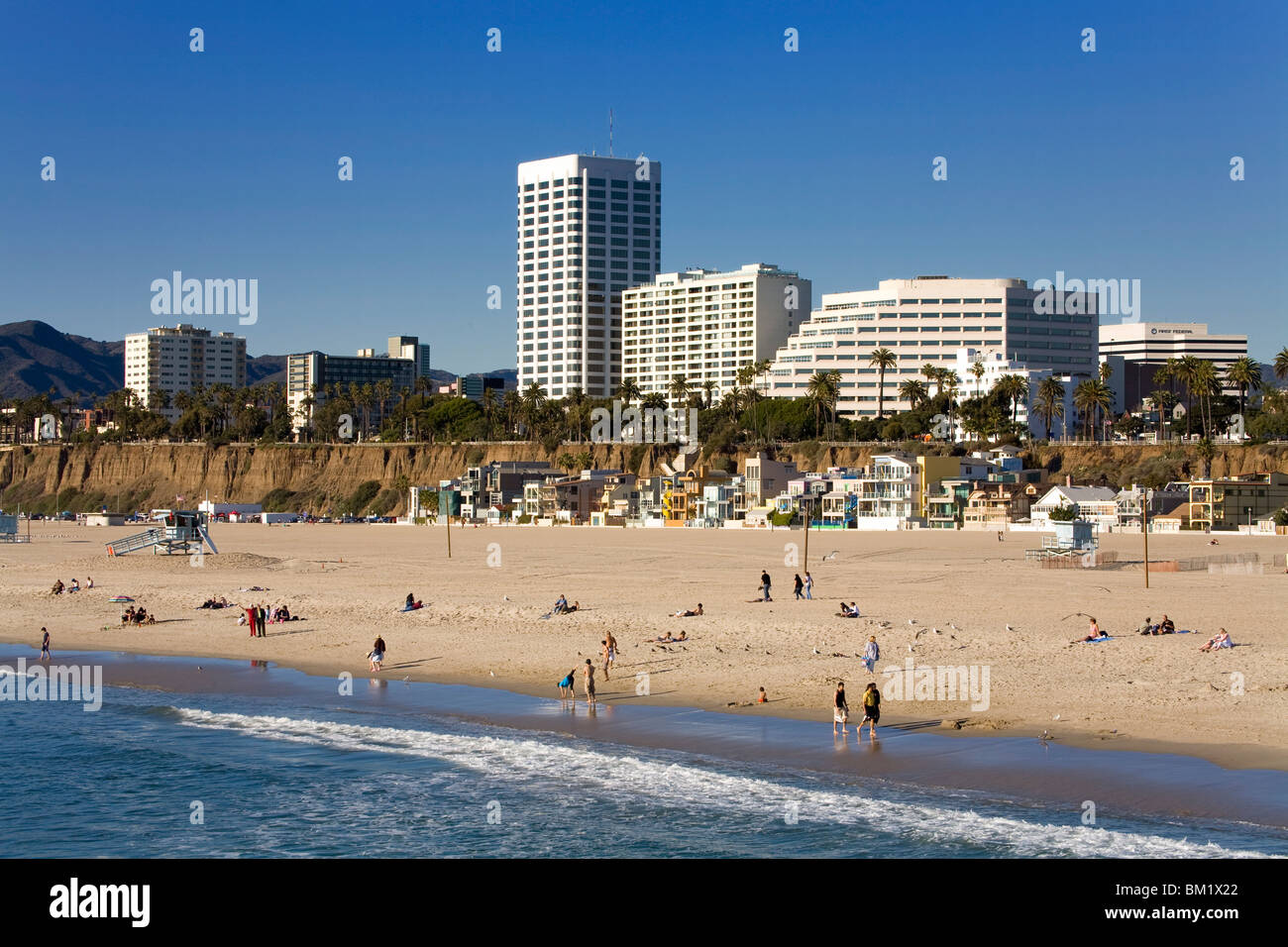 La spiaggia di Santa Monica, Santa Monica, California, Stati Uniti d'America, America del Nord Foto Stock