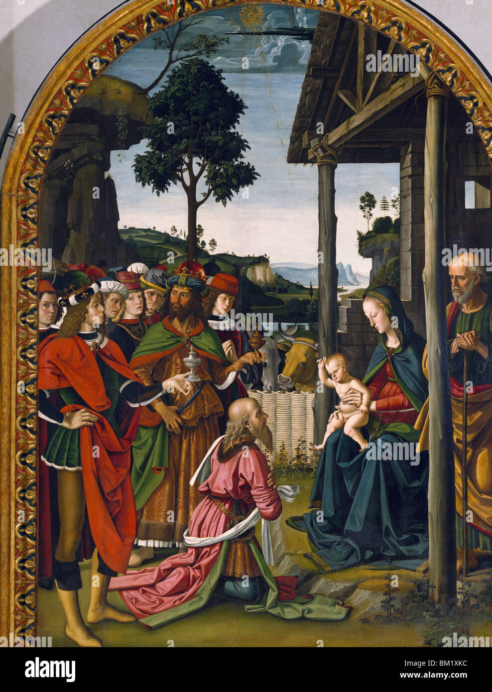 Adorazione dei Magi di Pietro Perugino, tempera su legno, (circa 1450-1523), Italia, Perugia, Pinacoteca Nazionale Foto Stock