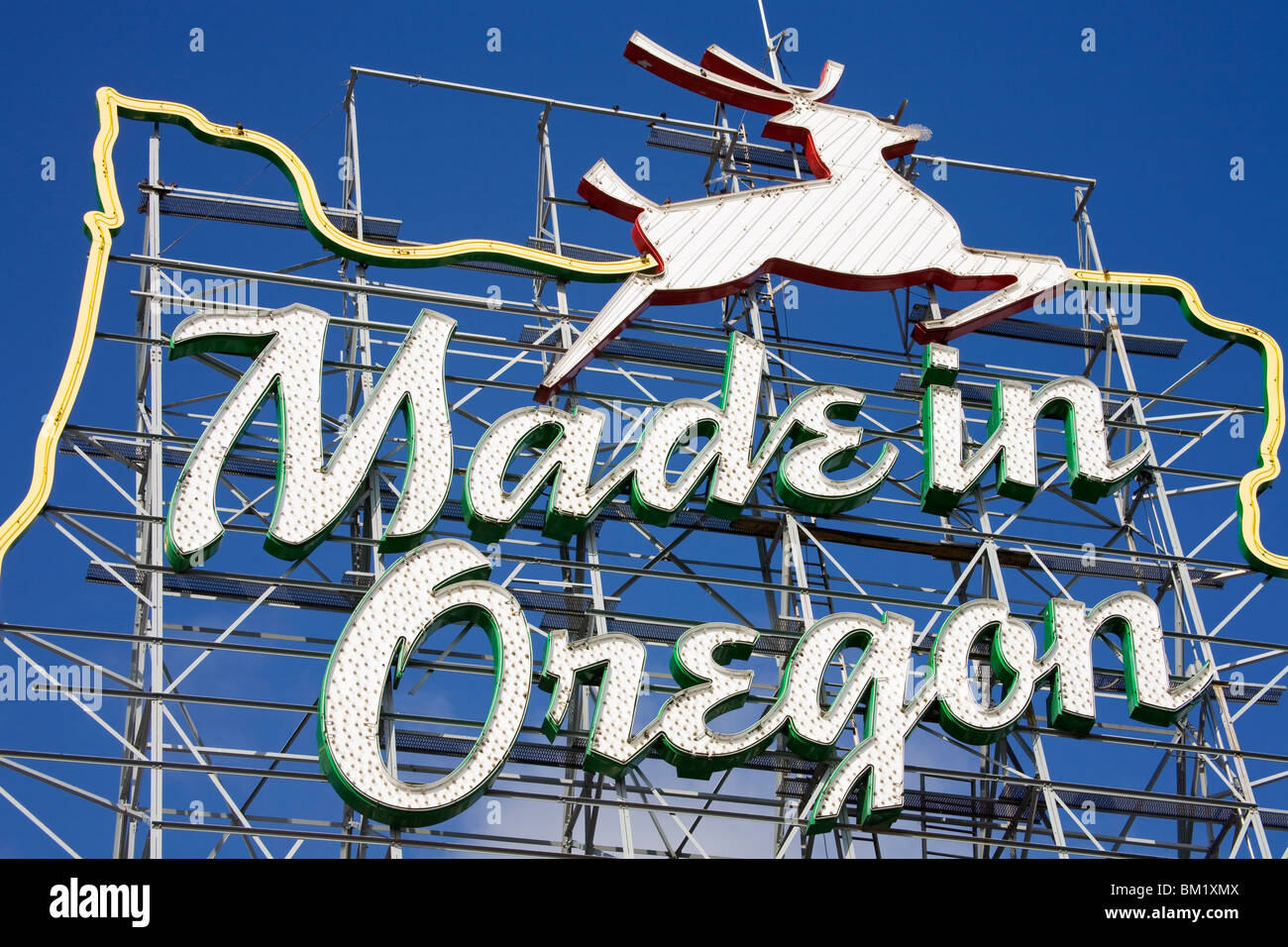 Realizzato in Oregon segno nel quartiere del centro storico di Portland, Oregon, Stati Uniti d'America, America del Nord Foto Stock