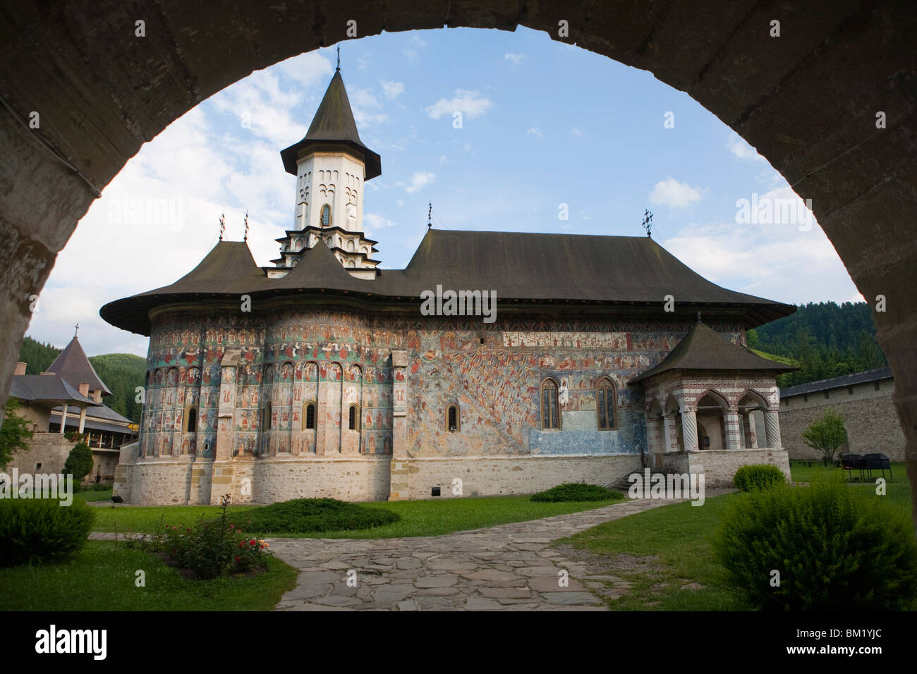 Il Monastero Sucevita, Sito Patrimonio Mondiale dell'UNESCO, Bucovina, Romania, Europa Foto Stock