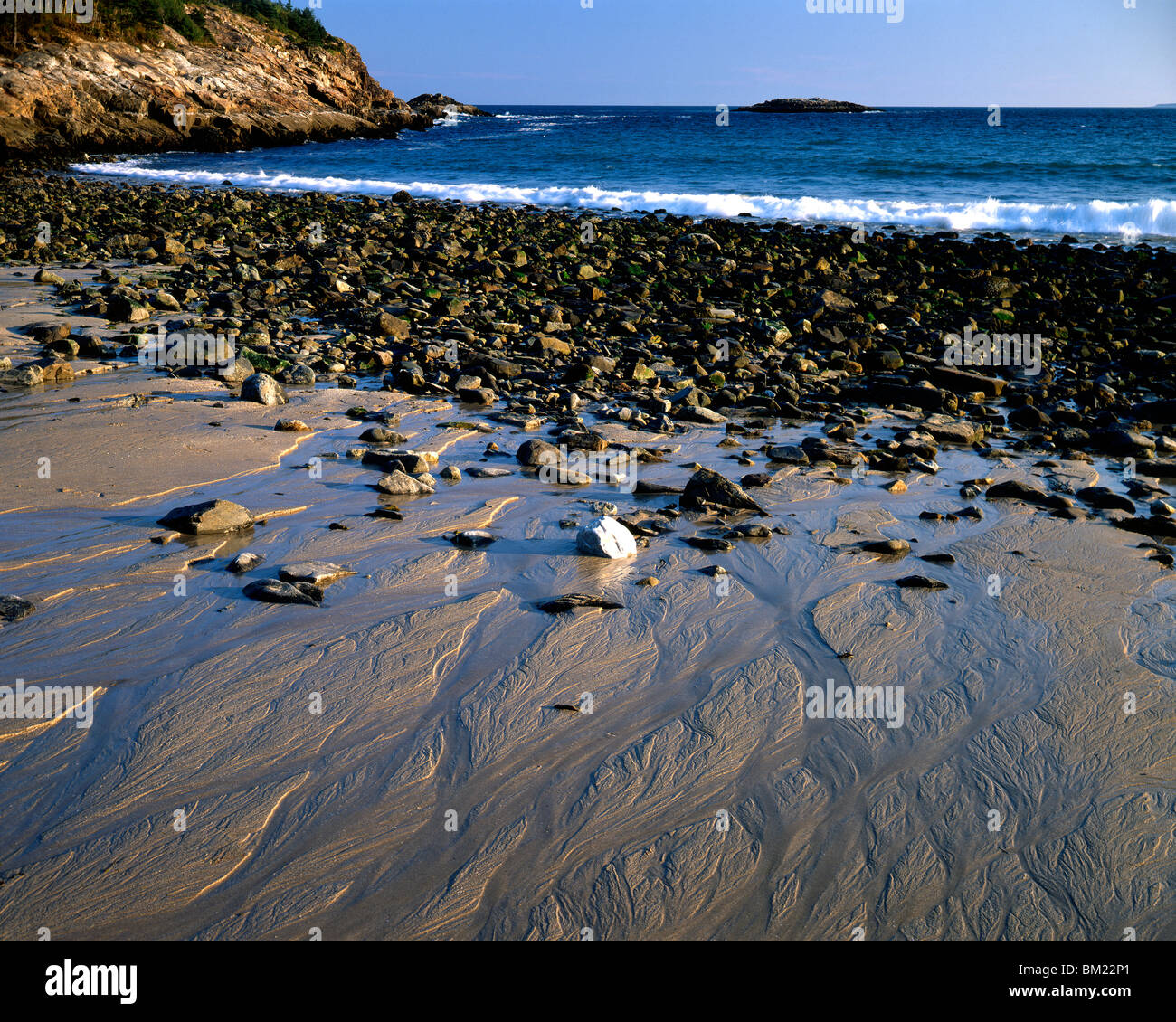 Bassa marea a sabbia spiaggia Parco Nazionale di Acadia nel Maine USA, da Willard Clay/Foto Dembinsky Assoc Foto Stock