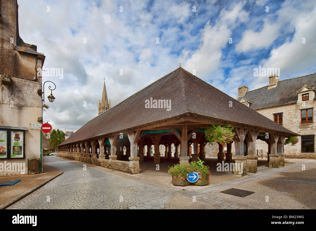 Xvii secolo sala mercato, città di Questembert, departament del Morbihan, regione della Bretagna, Francia Foto Stock