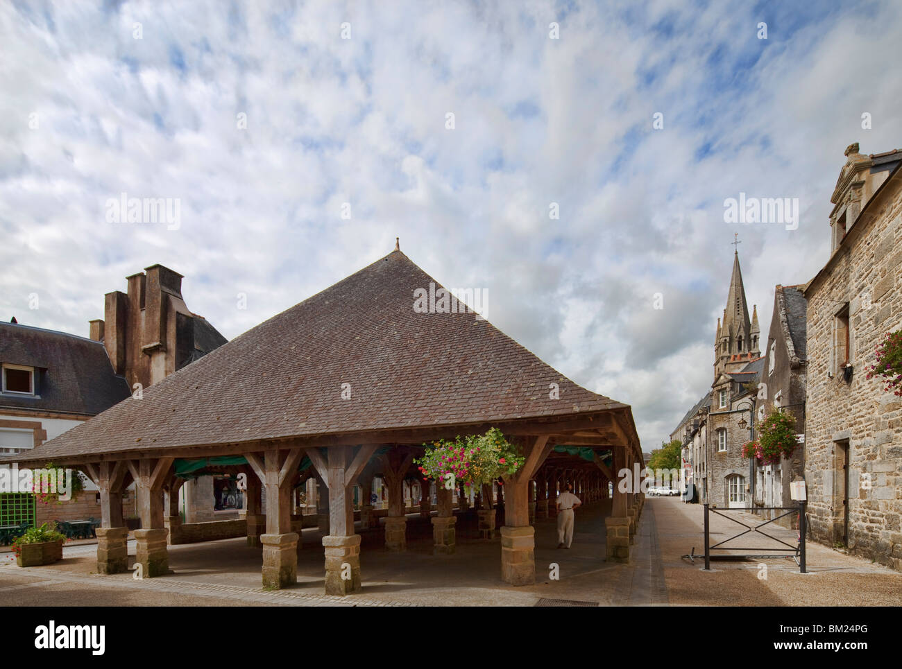 Xvii secolo sala mercato, città di Questembert, departament del Morbihan, regione della Bretagna, Francia Foto Stock