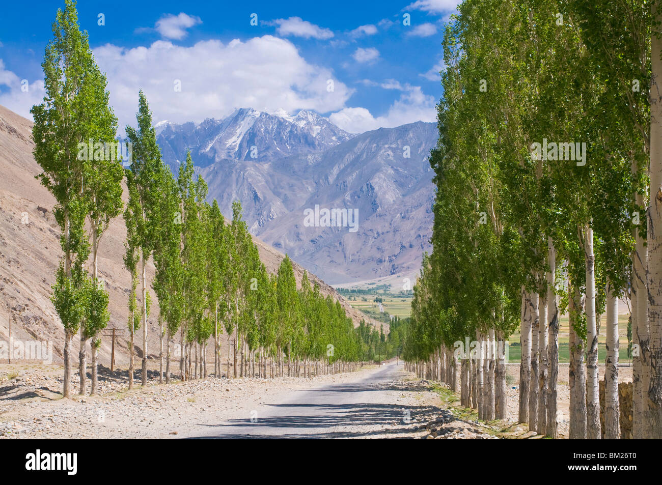 Il Wakhan Valley vicino a Ishkashim con una vista in Afghanistan, in Tagikistan, in Asia centrale Foto Stock