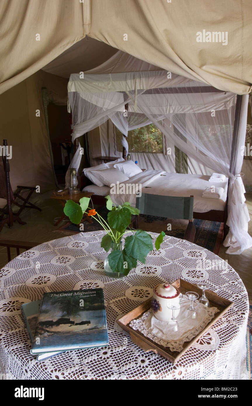 Collari 1920 Safari Camp, il Masai Mara riserva nazionale, Kenya, Africa orientale Foto Stock