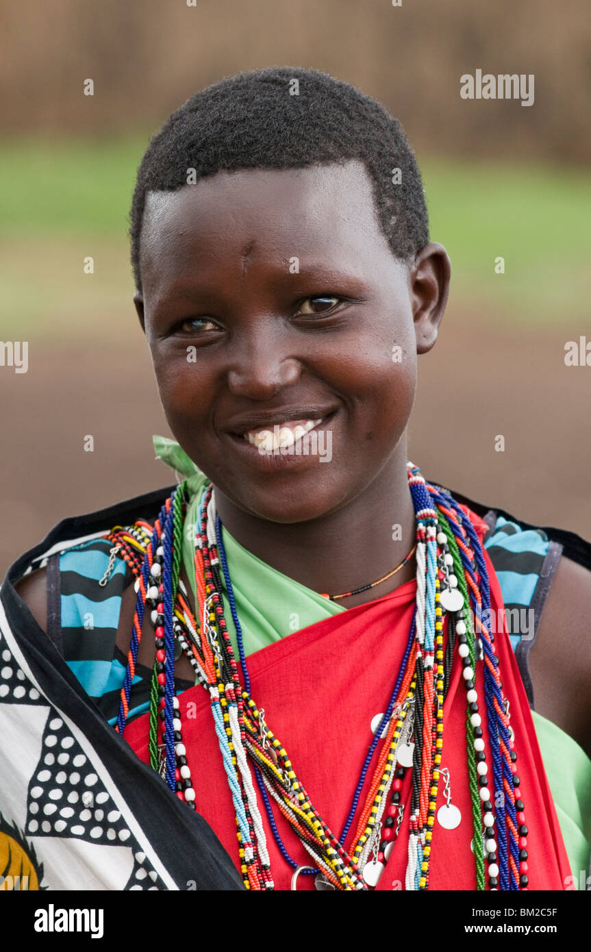 Masai donna, il Masai Mara, Kenya, Africa orientale Foto Stock