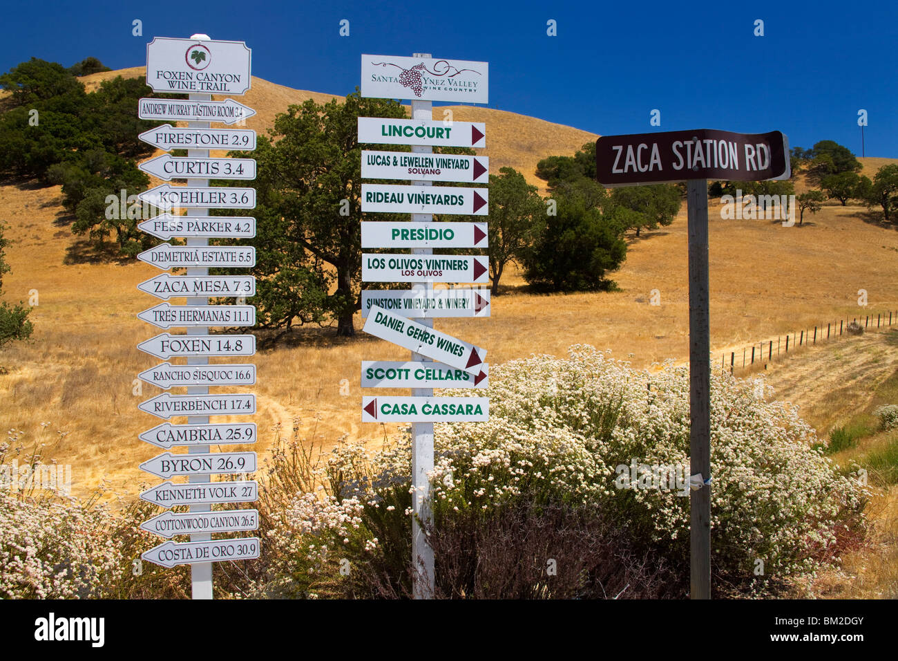 Cantina di segni, Santa Ynez Valley, Santa Barbara County, California centrale, STATI UNITI D'AMERICA Foto Stock