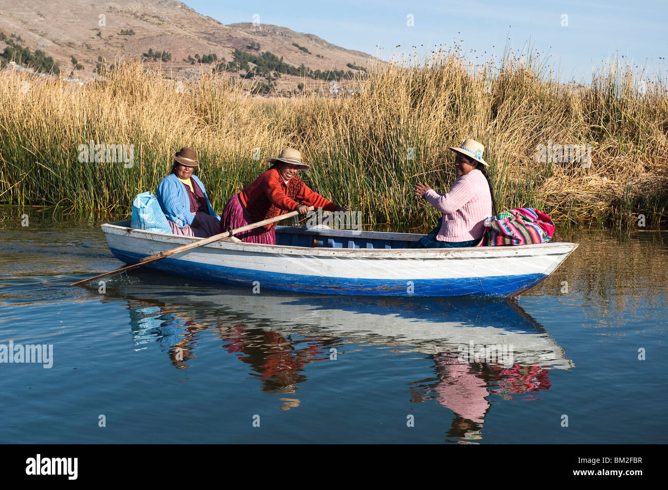 Uros Island, il lago Titicaca, Perù, Sud America Foto Stock