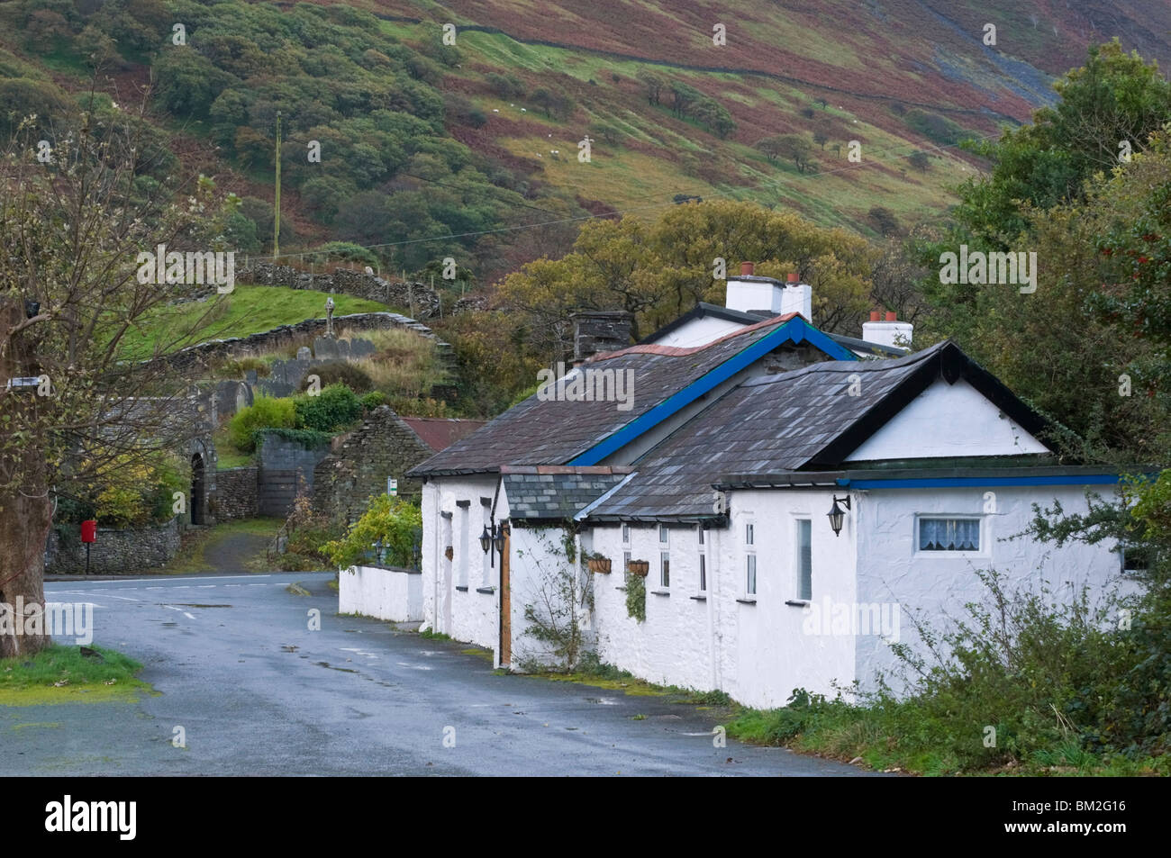Cottage tradizionale nel Parco Nazionale di Snowdonia, Wales, Regno Unito Foto Stock