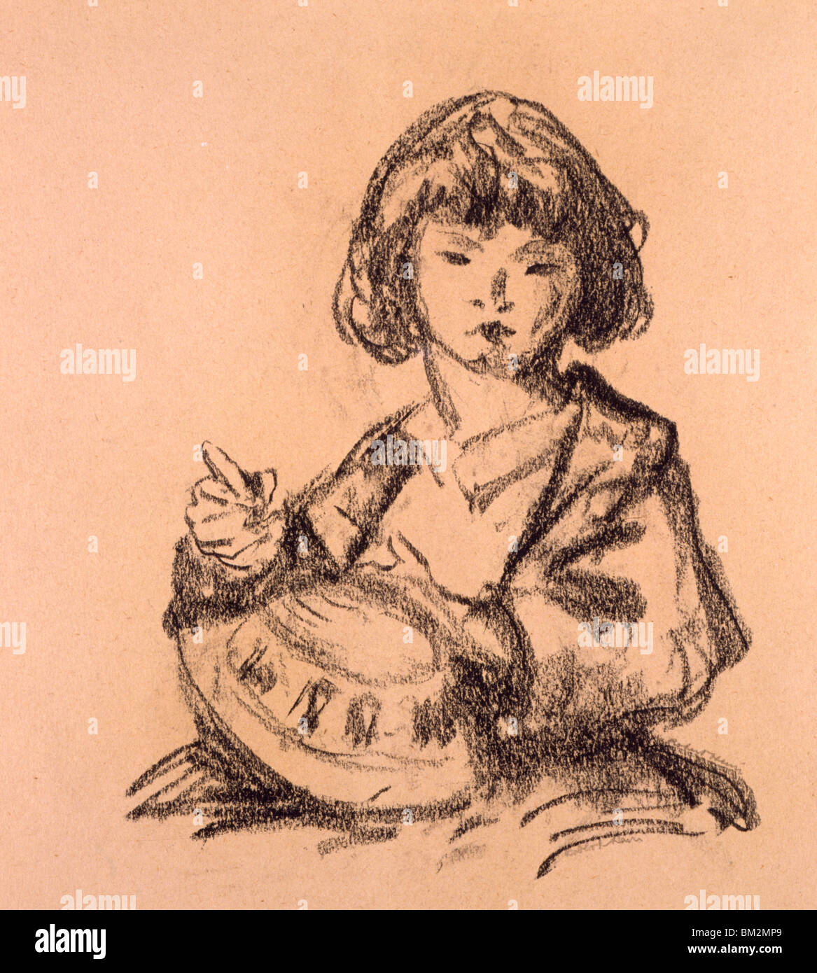 Ragazza orientale da Robert Henri, disegno a carboncino, (1865-1928), USA, Pennsylvania, Philadelphia, David Gallery Foto Stock