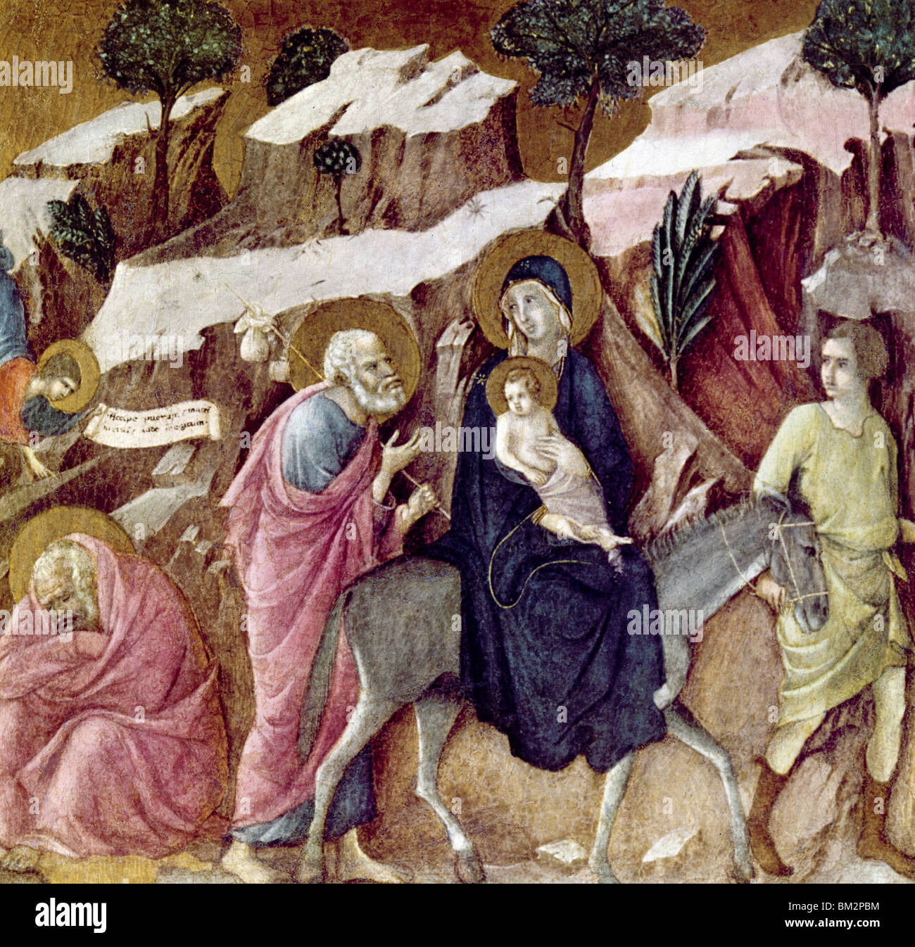 Fuga in Egitto di Duccio di Buoninsegna, (1255-1319) Foto Stock