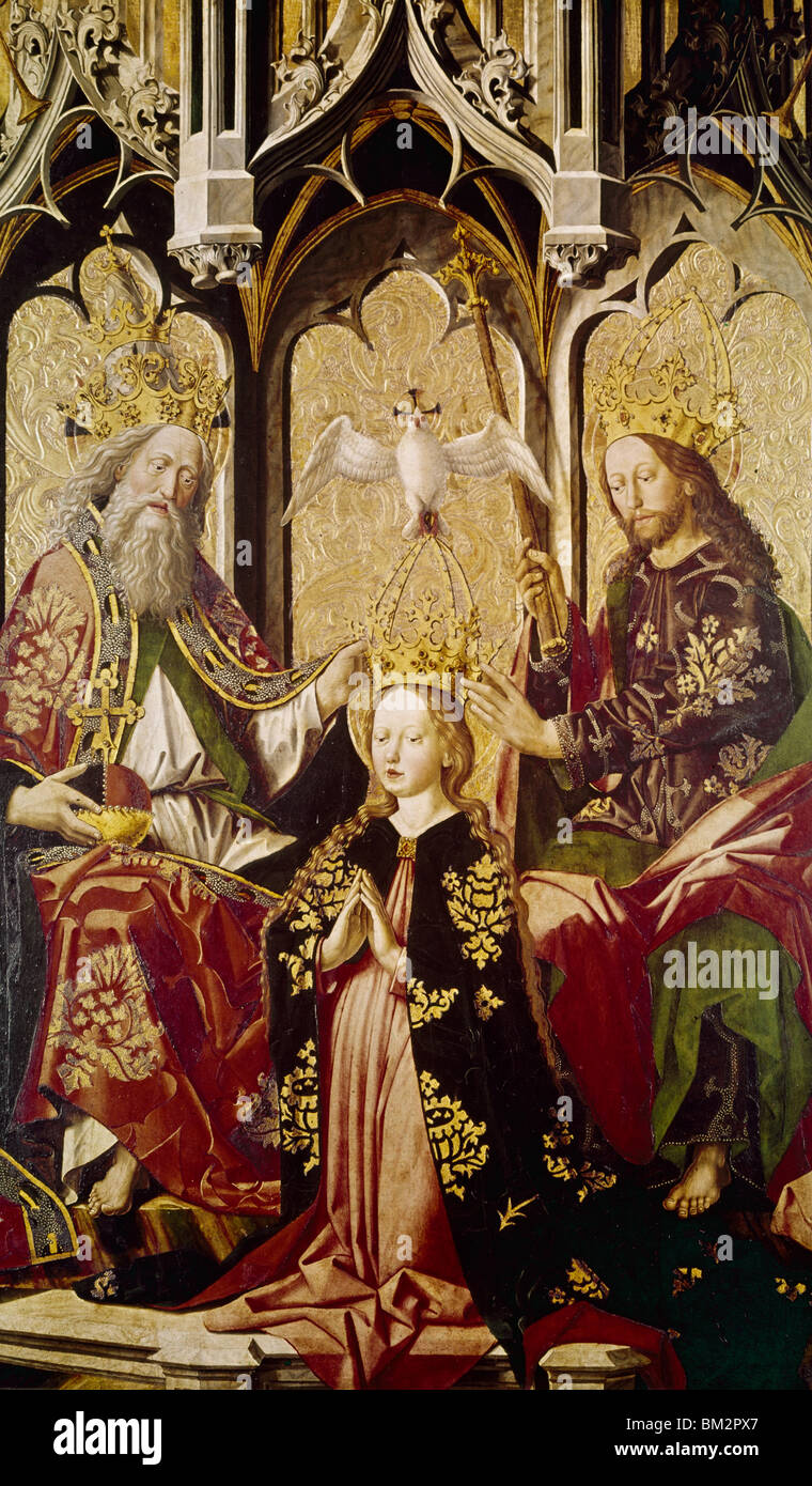 Incoronazione della Vergine di Michael Pacher, (ca.1435-1498) Foto Stock
