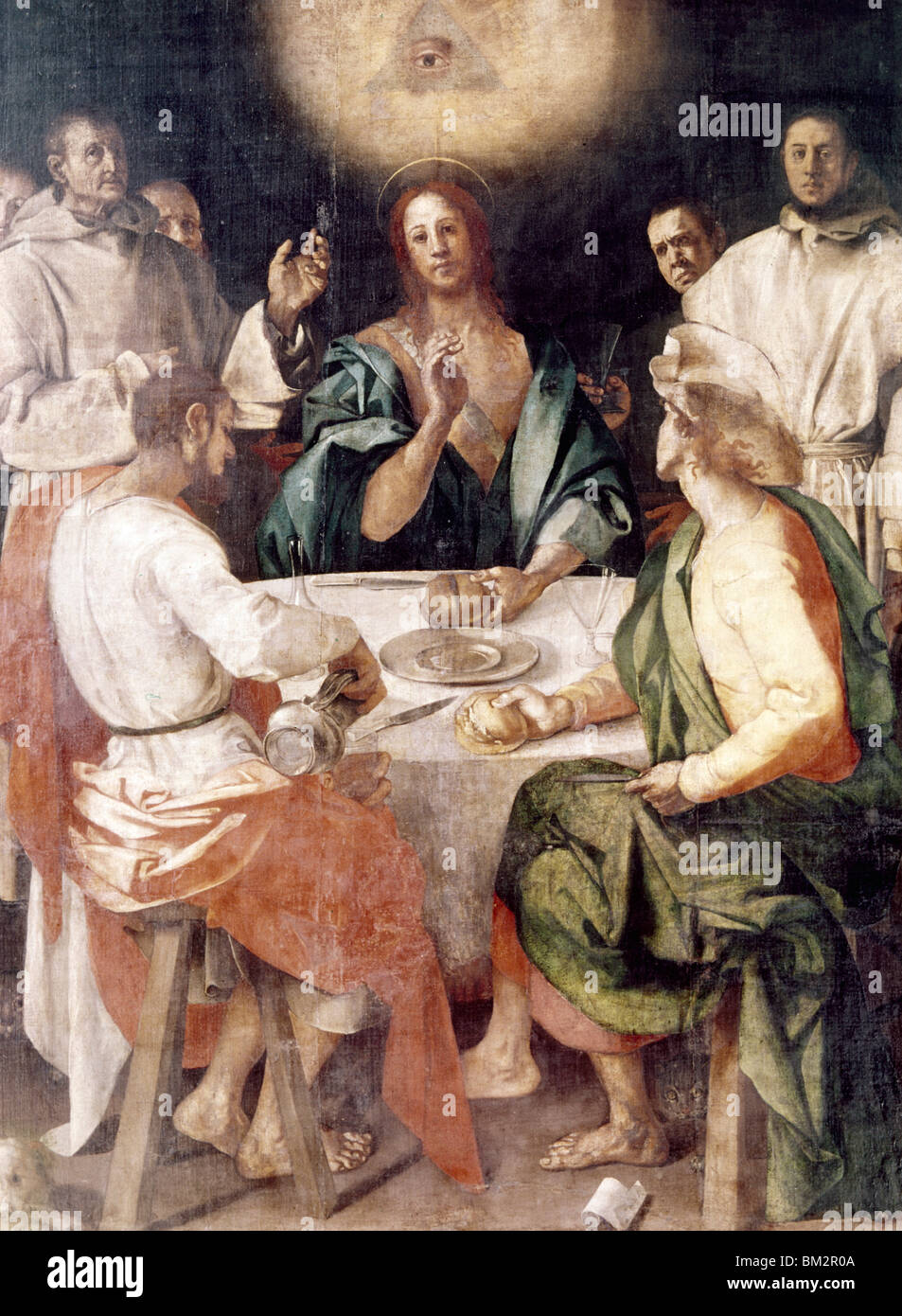 La cena in Emmaus di Jacopo Pontormo, (1494-1557), Italia, Firenze, Galleria degli Uffizi Foto Stock