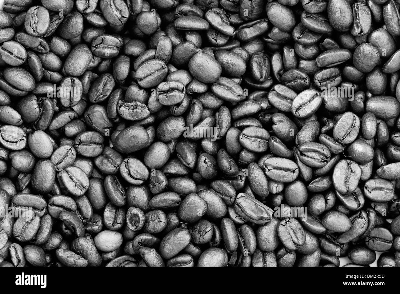 I chicchi di caffè in bianco e nero Foto Stock