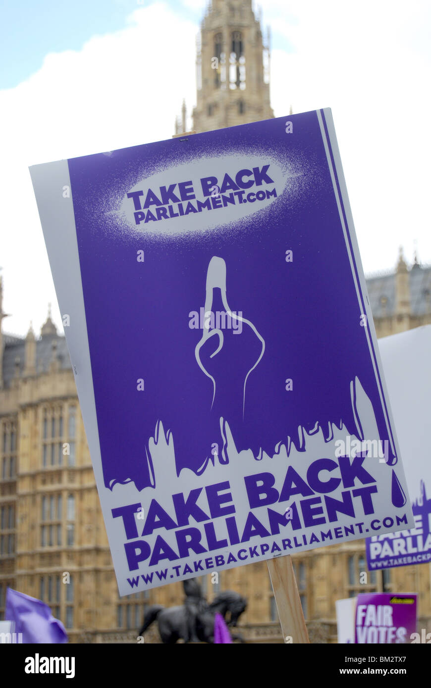 Riportare il Parlamento protesta Westminster elezioni generali 2010 Foto Stock