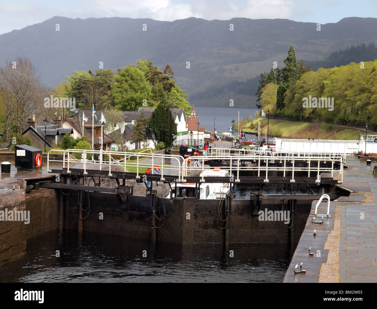 Le serrature a Fort Augustus, Scozia, sulle rive di Loch Ness. Foto Stock