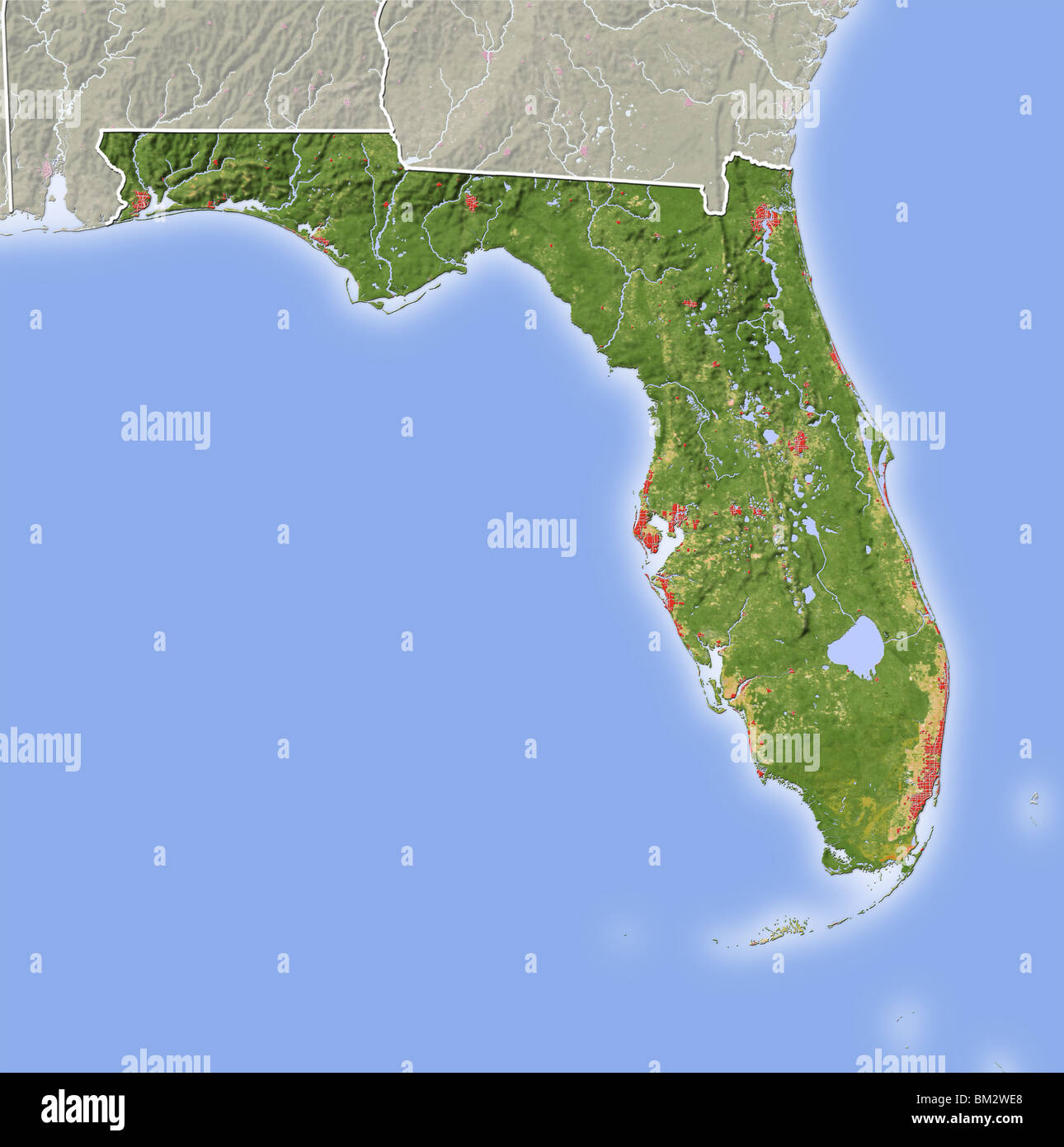 Florida, Rilievo ombreggiato mappa. Foto Stock