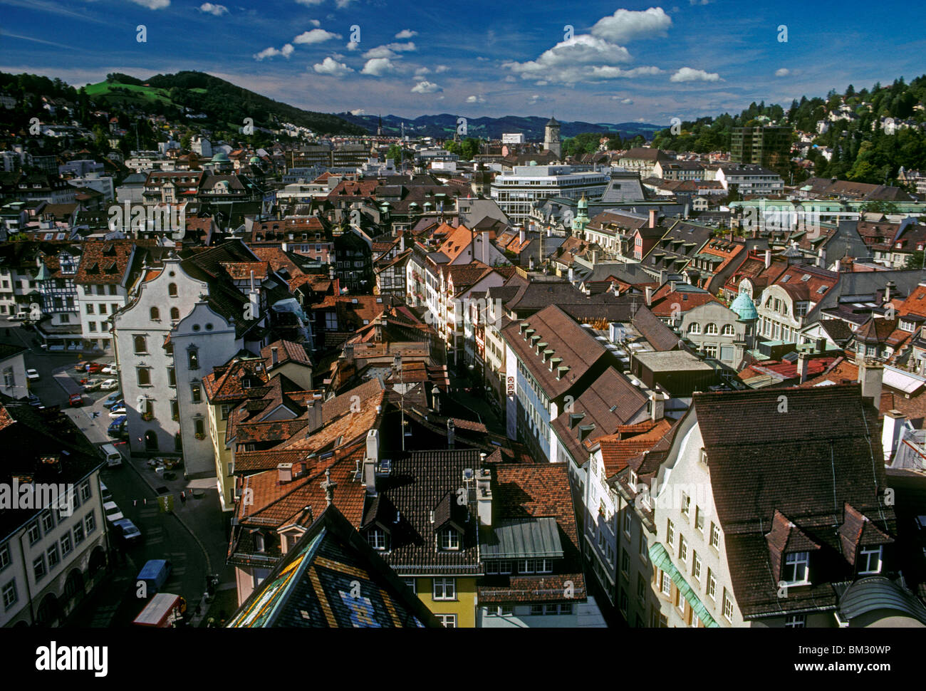 Panoramica, vista da sopra, la città di San Gallo, San Gallo, saint gallen Cantone, Svizzera, Europa Centrale, Europa Foto Stock