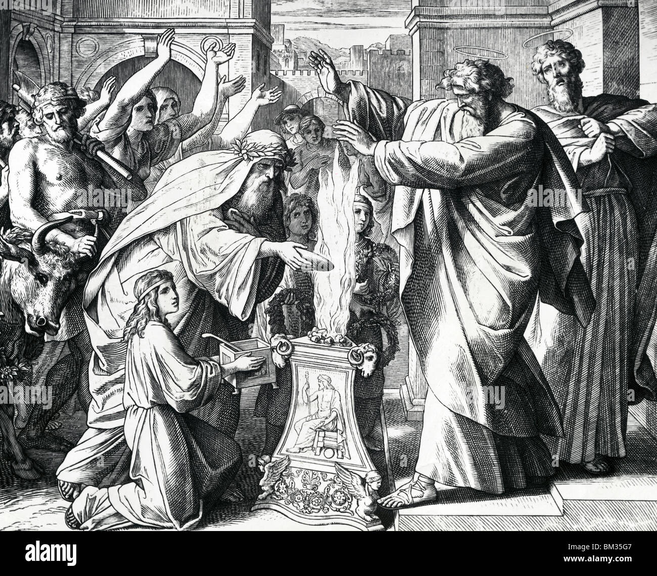 Paolo e Barnaba a Listra da Julius Schnorr von Carolsfeld, (1794-1872) Foto Stock