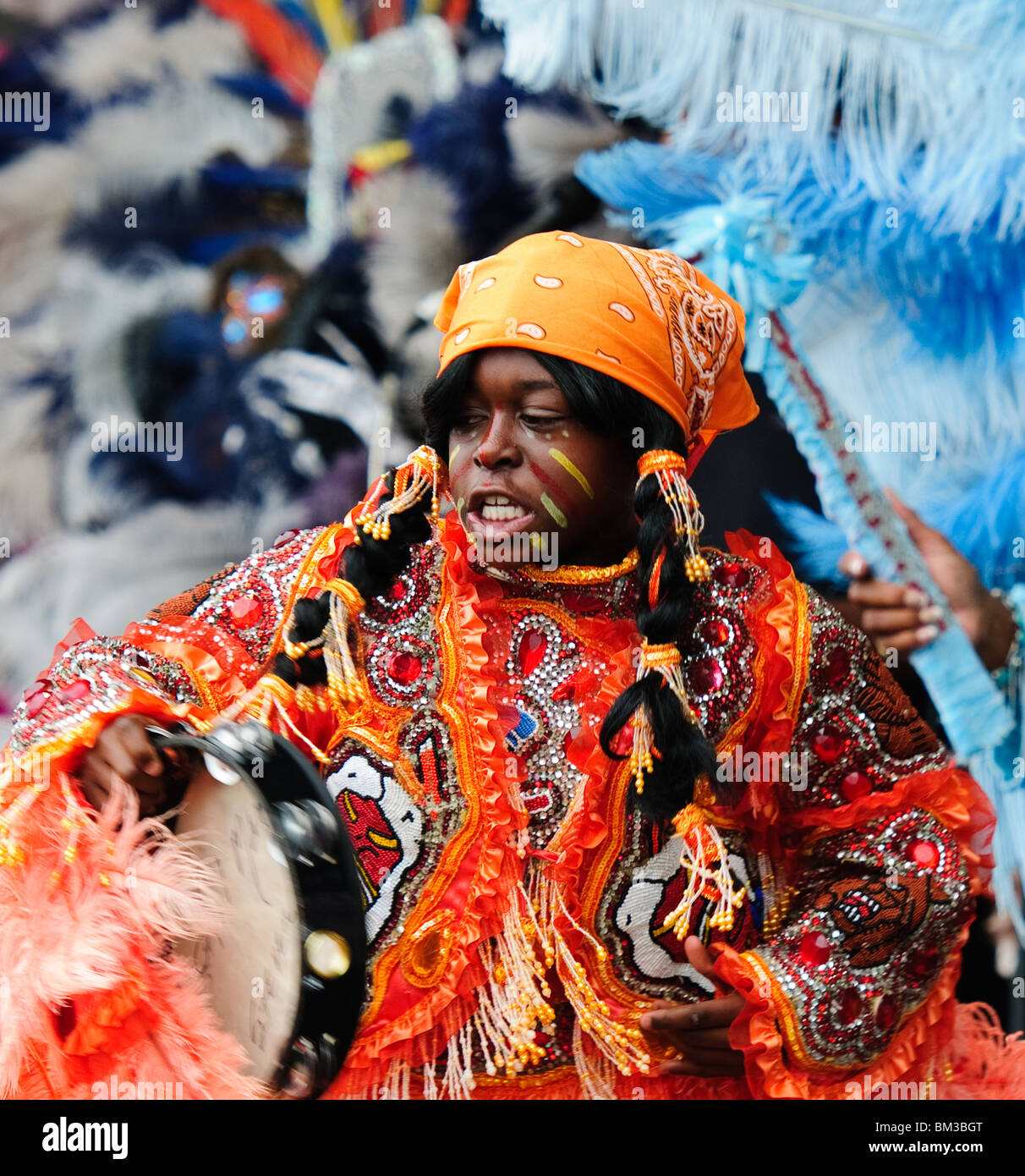 Mardi Gras indiani nel vestito completo Foto Stock