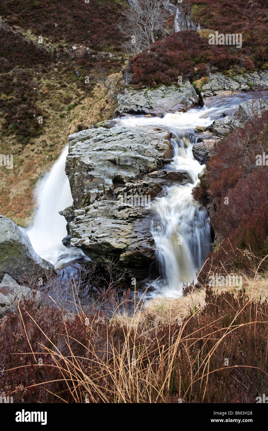 Cascate del Damff sopra Glen Esk, Angus, Scotland, Regno Unito. Foto Stock