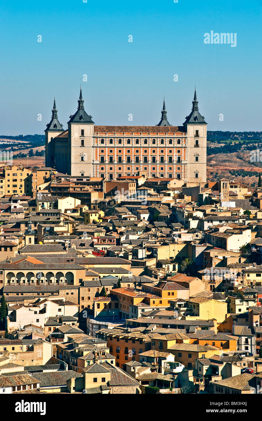Paesaggio urbano e Alcazar, Toledo, Spagna Foto Stock