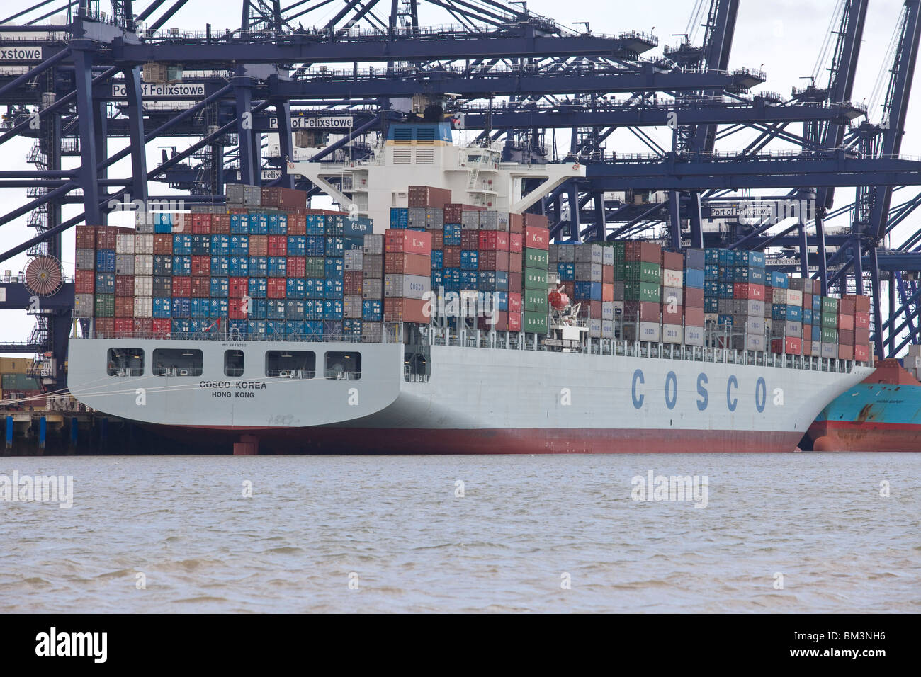 Porto di Felixstowe contenitore porta,Suffolk, Regno Unito Foto Stock
