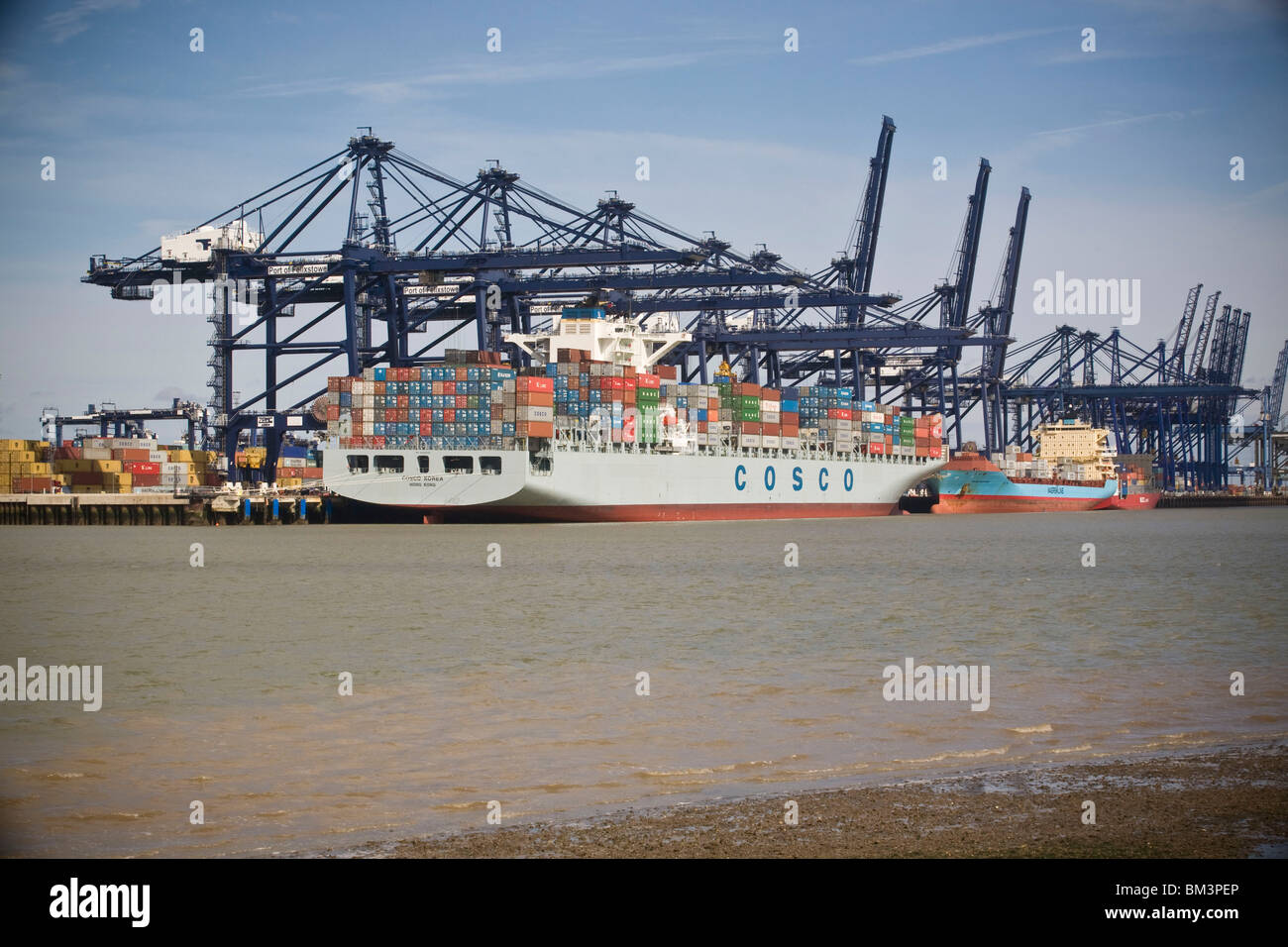 Porto di Felixstowe contenitore porta,Suffolk, Regno Unito Foto Stock