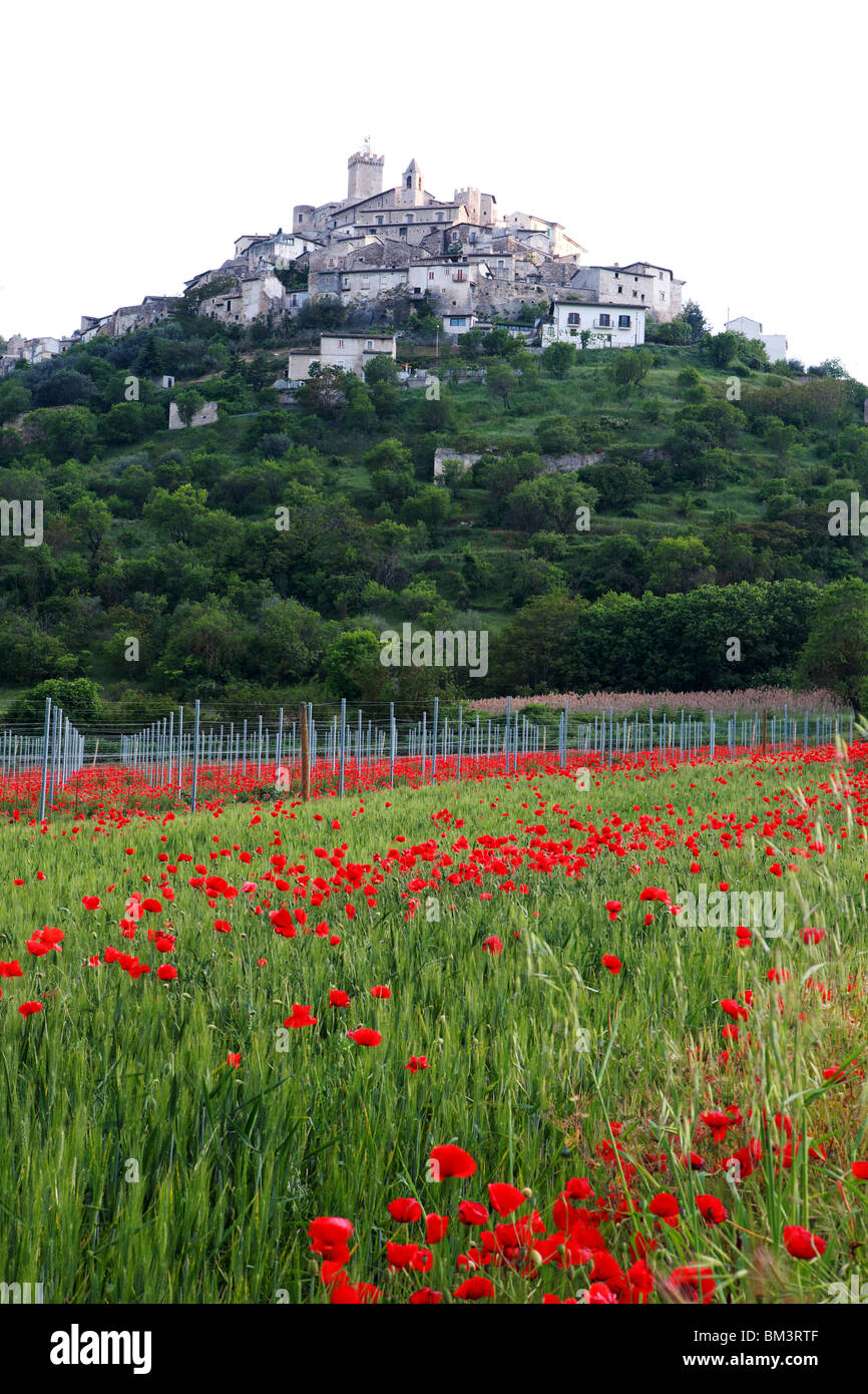 Il villaggio di Capestrano, Abruzzo, Italia Foto Stock