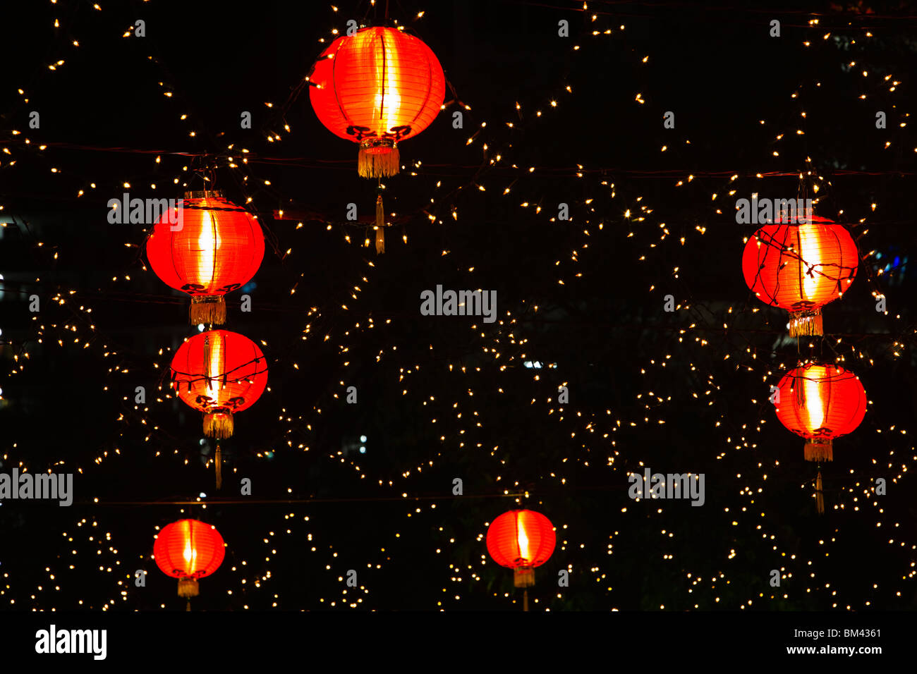 Le lanterne cinesi, SINGAPORE Foto Stock