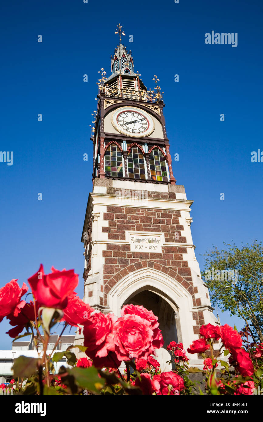 La regina Victoria Giubileo la Torre dell Orologio. Christchurch, Canterbury, Isola del Sud, Nuova Zelanda Foto Stock