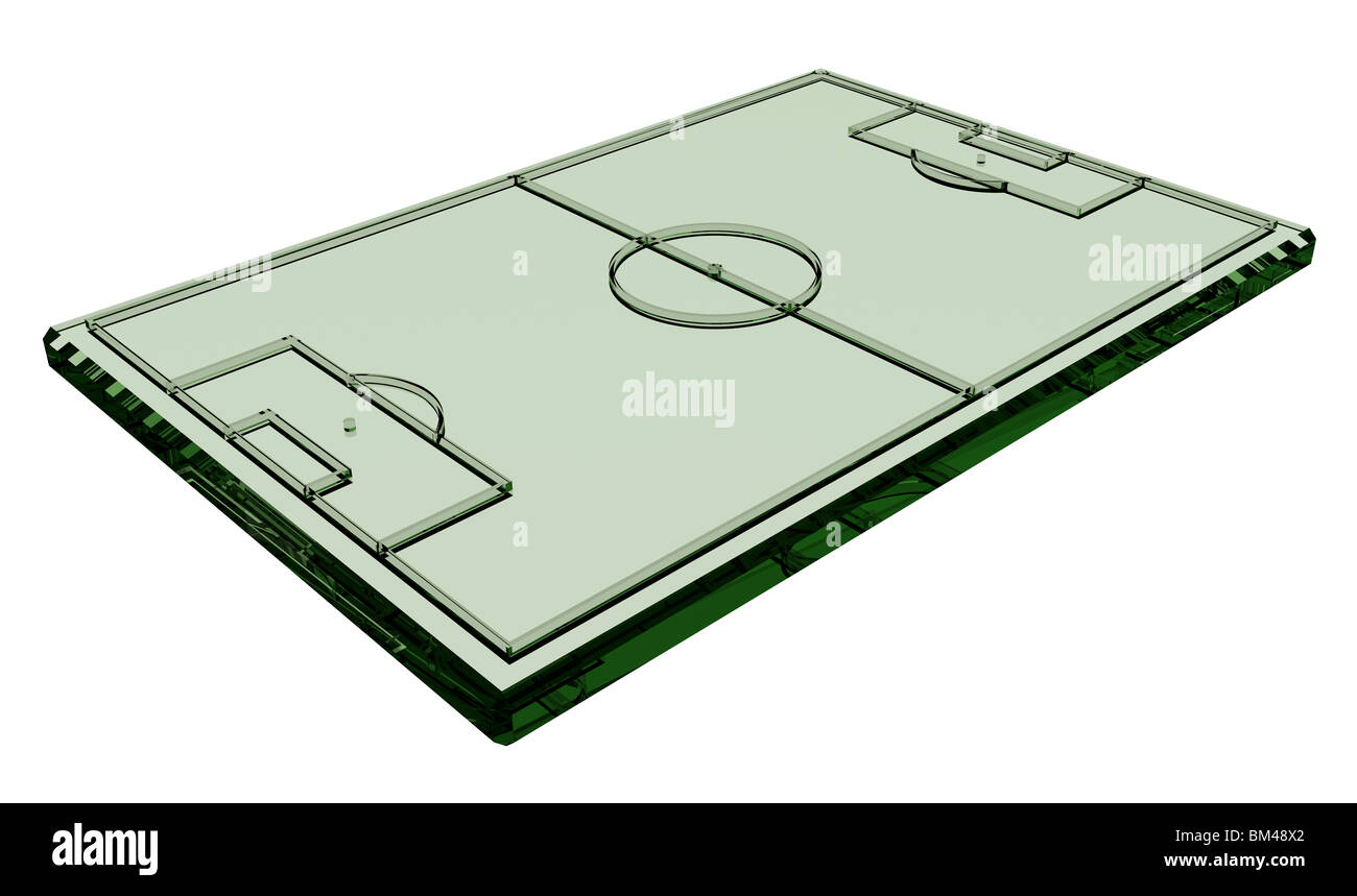 Vetro del campo di calcio isolato su bianco 3D render Foto Stock